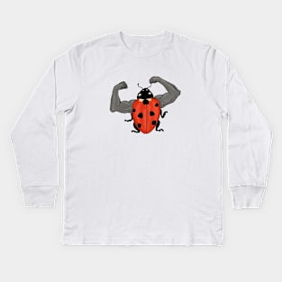 Bodybuilder Ladybug Kids Long Sleeve T-Shirt